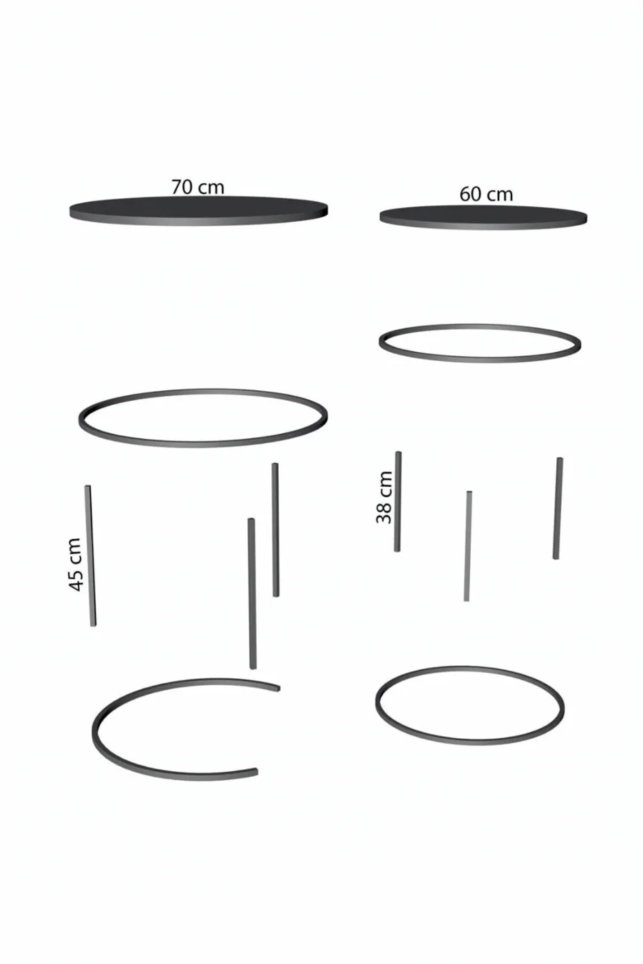 MD C Nesting Coffee Table Set Black 5-piece