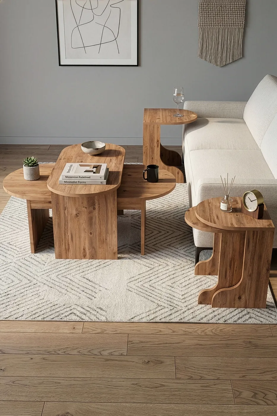 MD Setro Coffee and Nesting Table Set Brown 100x50