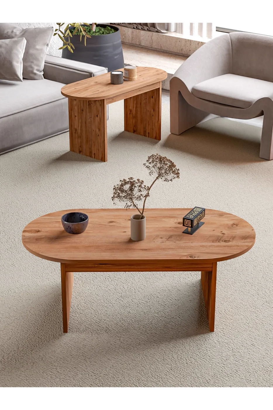 MD Setro Coffee and Nesting Table Set Brown 100x50