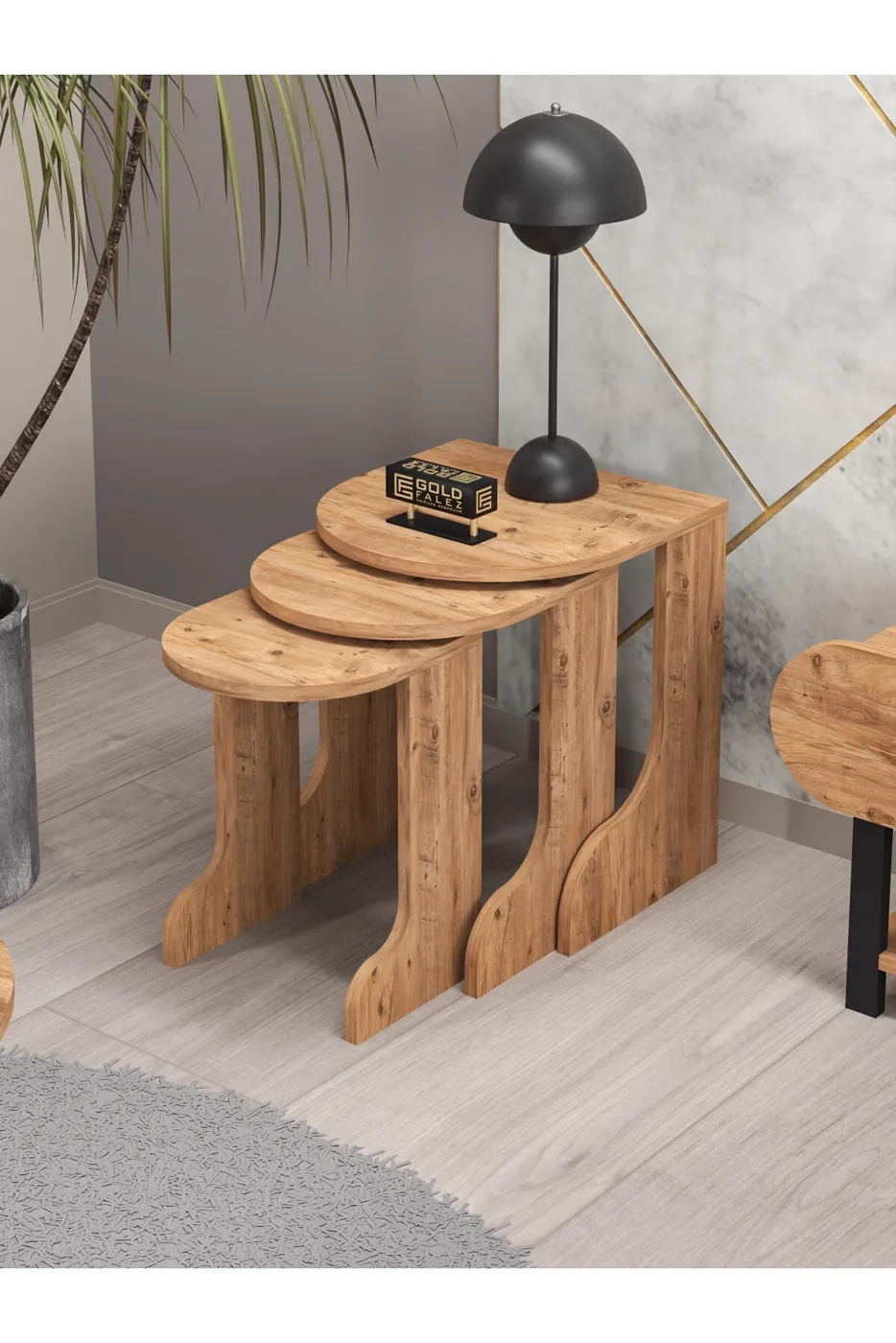 MD Setro Coffee and Nesting Table Set Brown 100x50