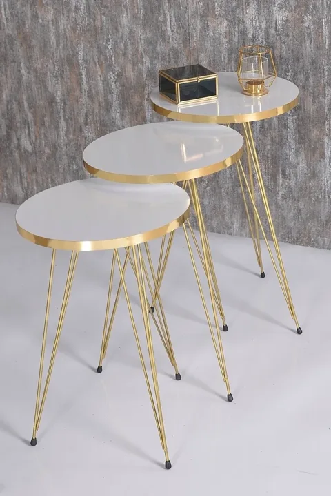 MD Gold Wire Round Nesting White 3-Piece