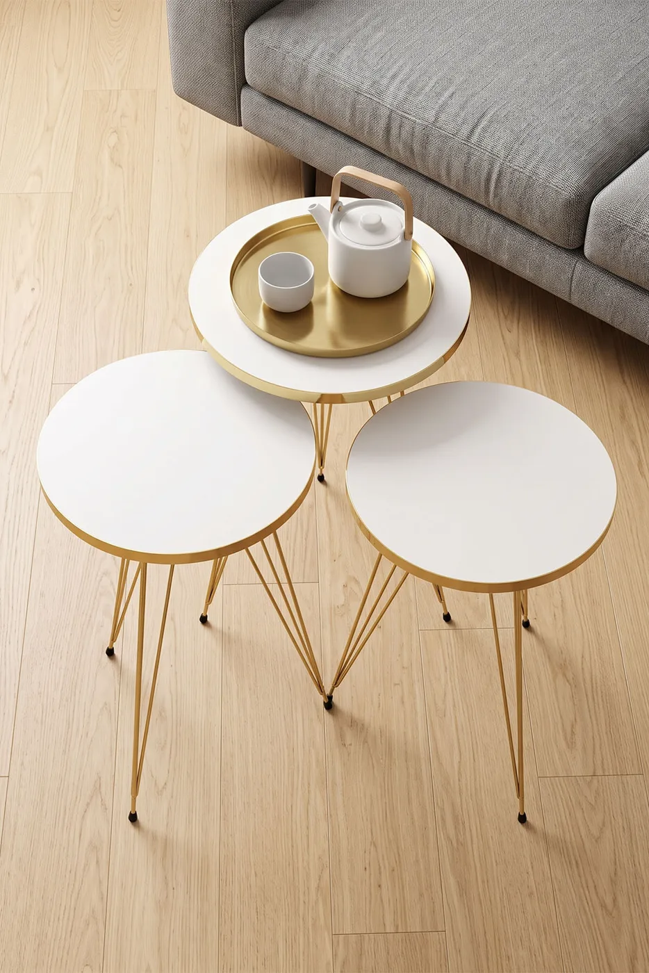 MD Gold Wire Round Nesting White 3-Piece