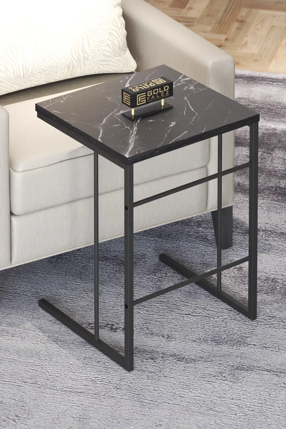 MD Solo Bendir tables gigognes noir et or 3 pièces
