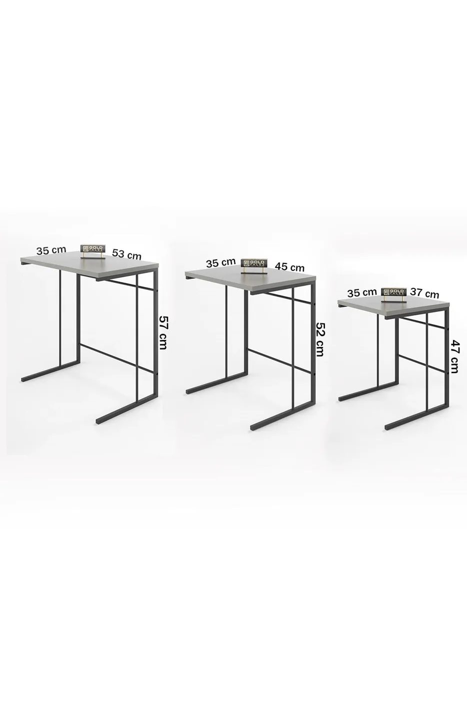 MD Solo Bendir tables gigognes noir et or 3 pièces