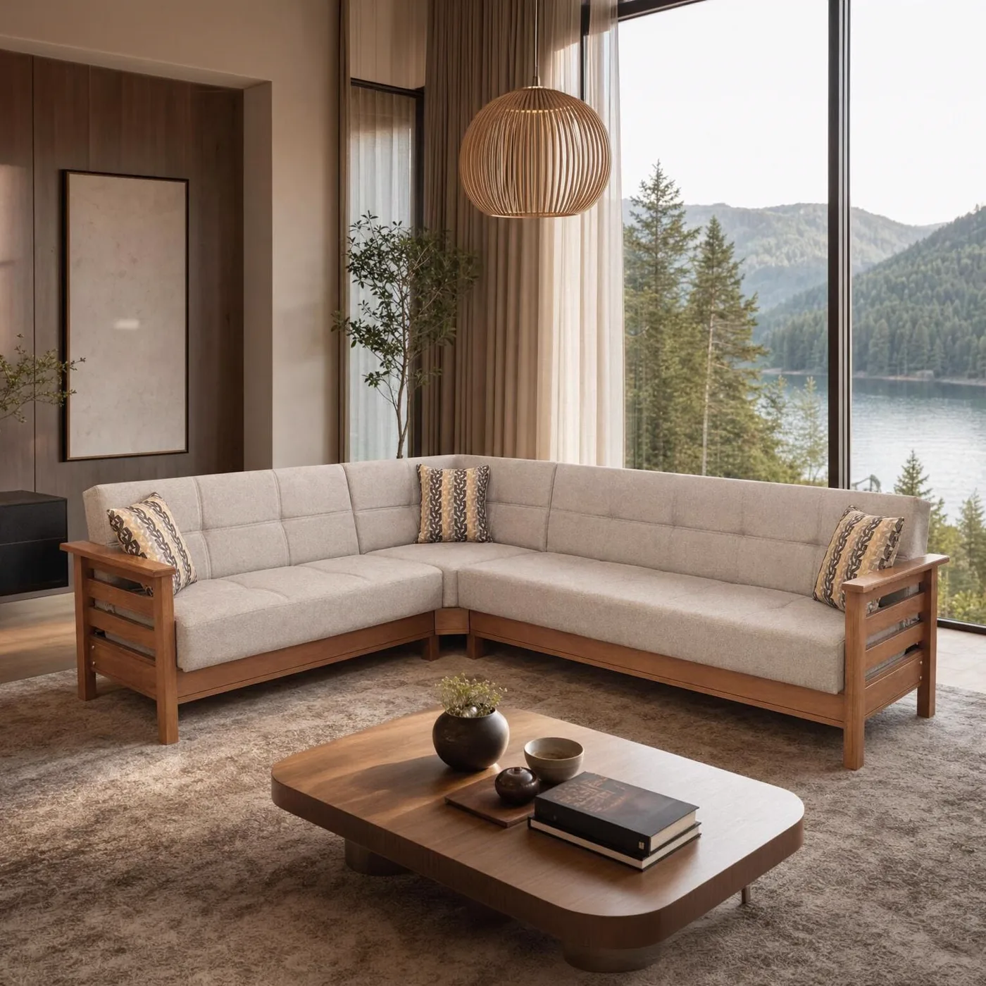 MD Royal Scandinavian Straight Corner Sofa Set MDN104