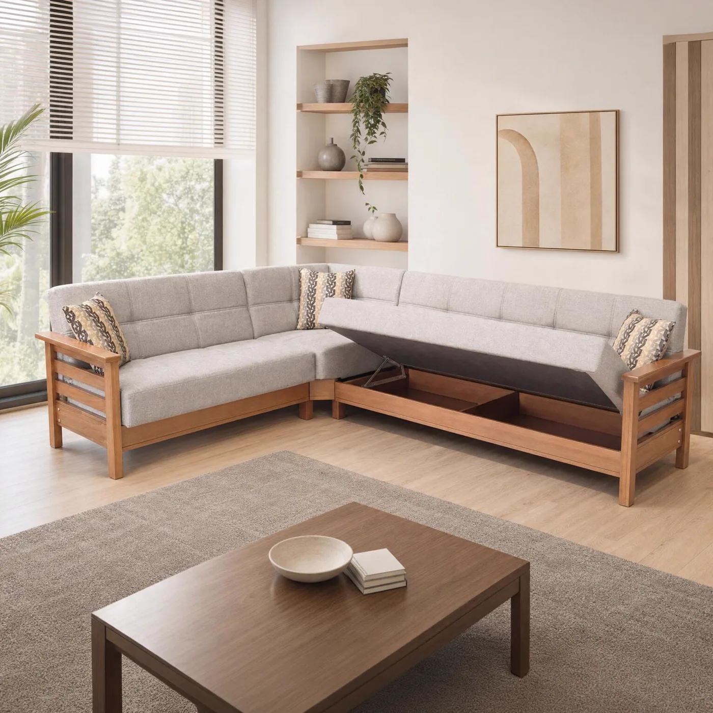 MD Royal Scandinavian Straight Corner Sofa Set MDN104