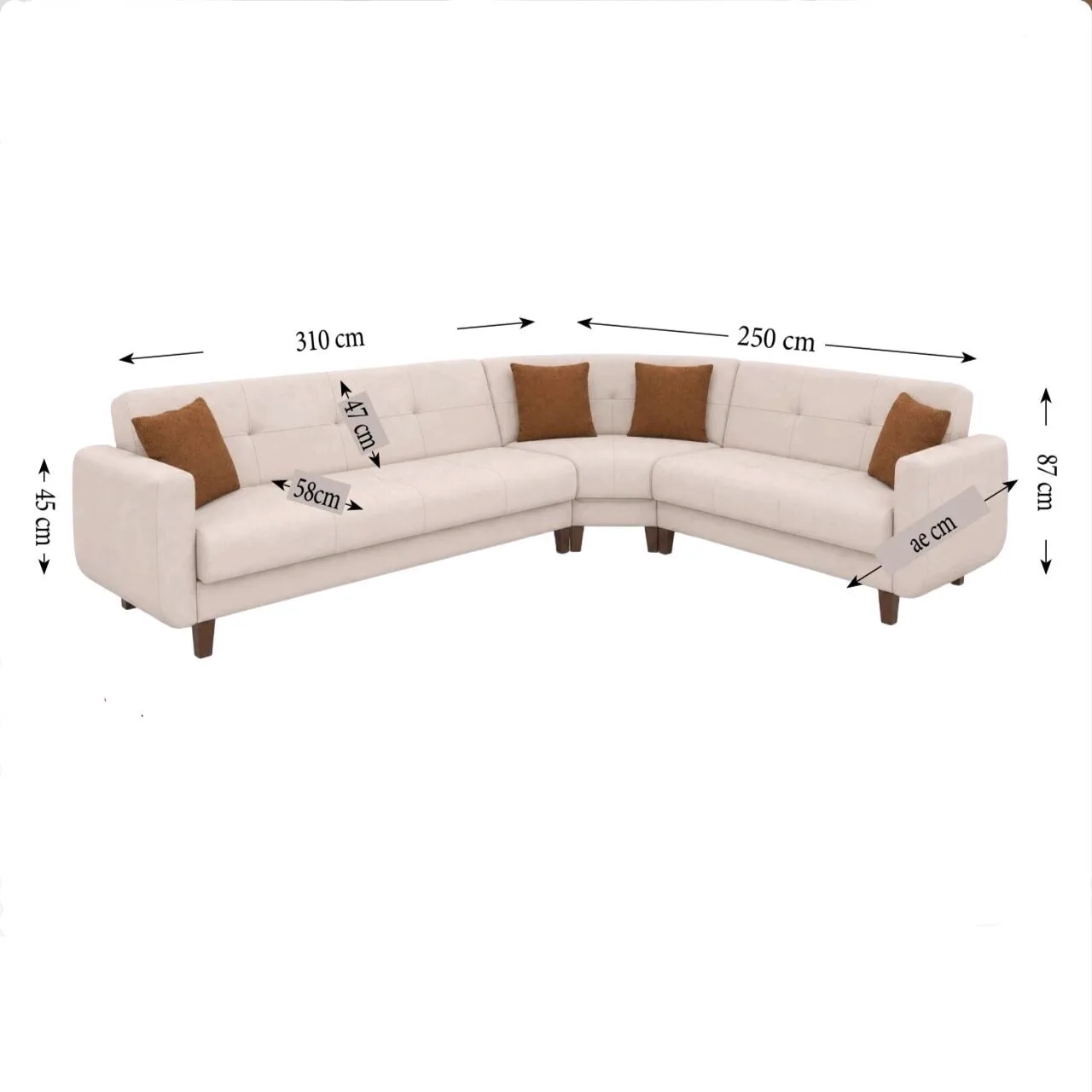 MD Menekse Oval Corner Sofa MDN109