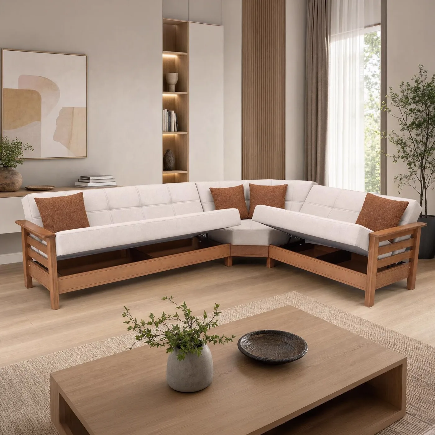 MD Royal Scandinavian Oval Corner Sofa Set MDN104