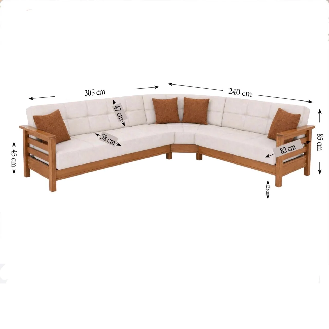 MD Royal Scandinavian Oval Corner Sofa Set MDN104