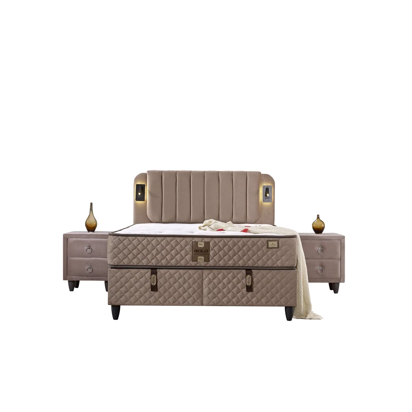 Arya 160x200 Double Mattress, Divan Base, Headboard Set EY3009