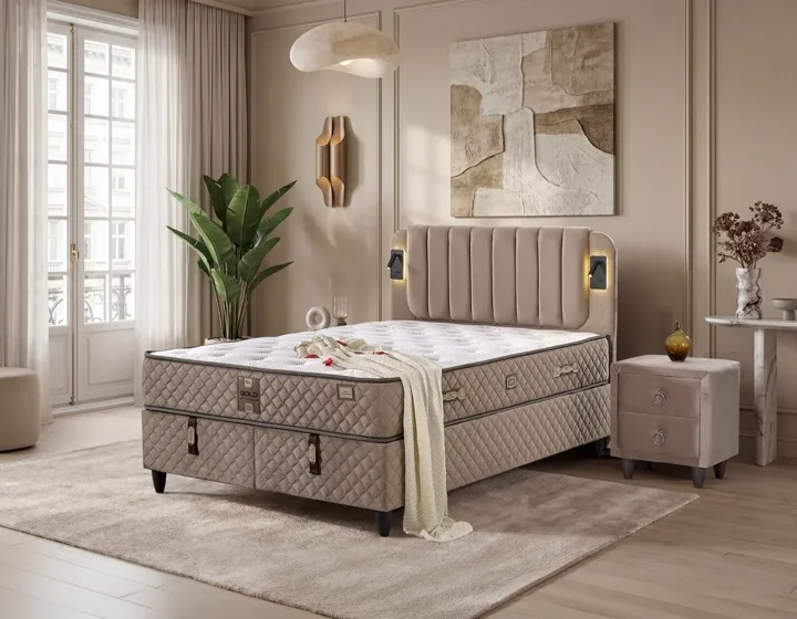 Arya 150x200 Double Mattress, Divan Base, Headboard Set EY3009