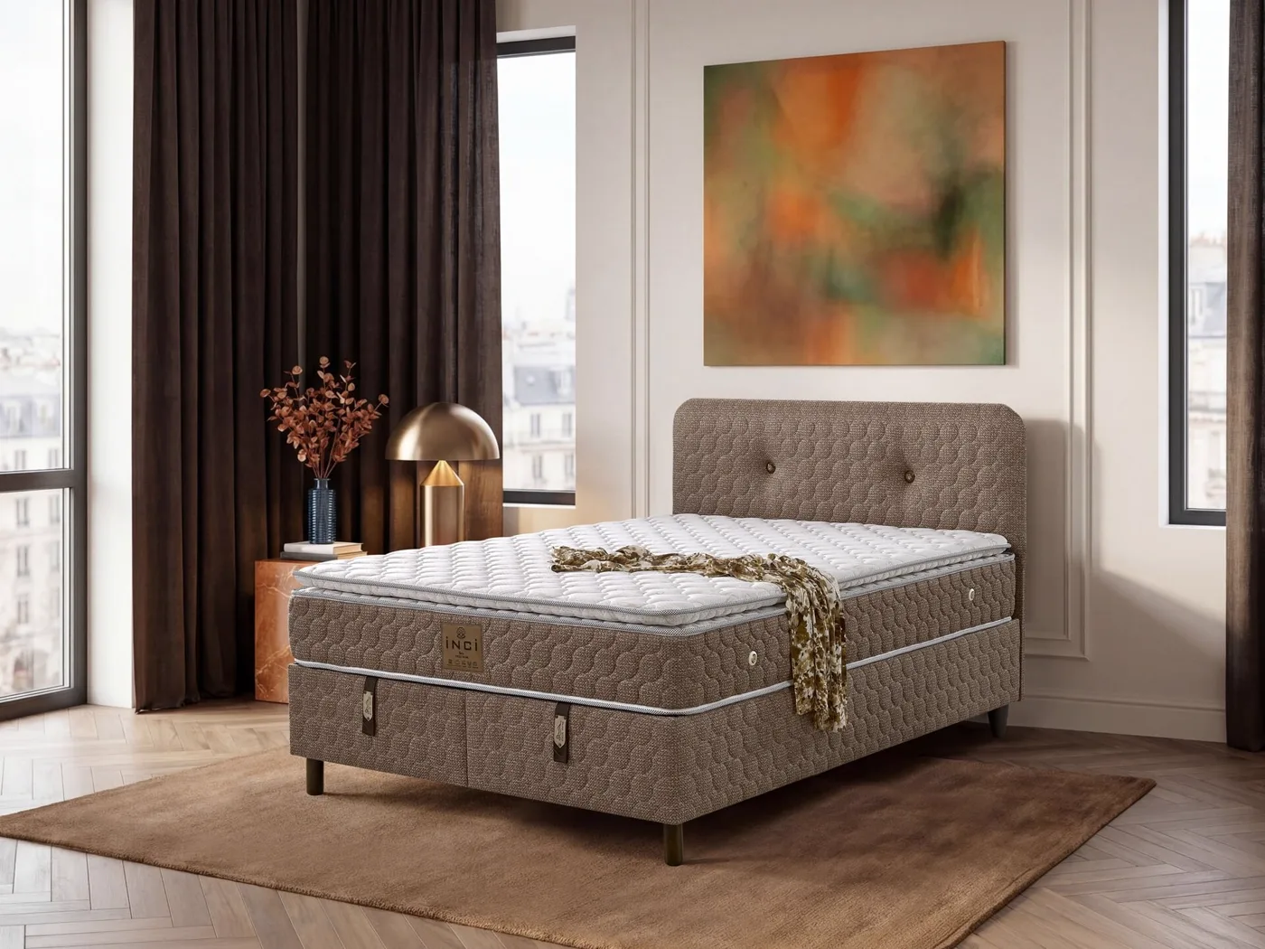Loya 200x200 Double Mattress, Divan Base, Headboard Set EY3023