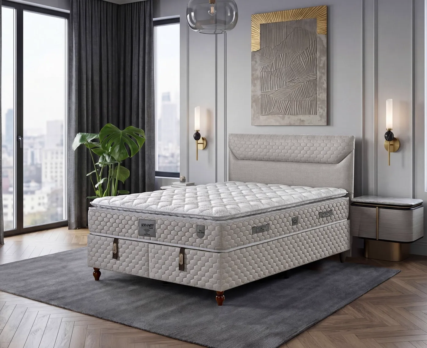 Carla 180x200 Double Mattress, Divan Base, Headboard Set EY3019