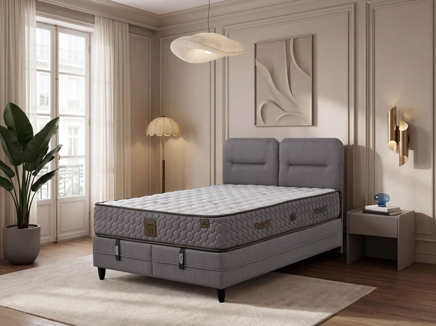 Simba 140x200 Double Mattress, Divan Base, Headboard Set EY3016