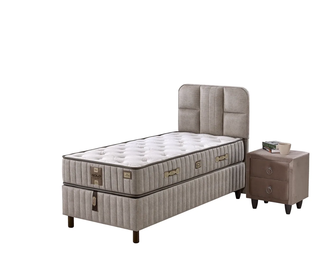 Pien 90x190 Single Mattress, Divan Base, Headboard Set EY3014