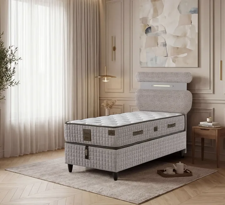 Lucca 90x190 Single Mattress, Divan Base, Headboard Set EY3005