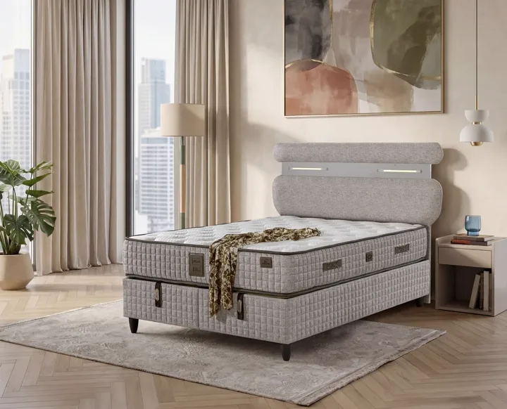 Lucca 160x200 Double Mattress, Divan Base, Headboard Set EY3005