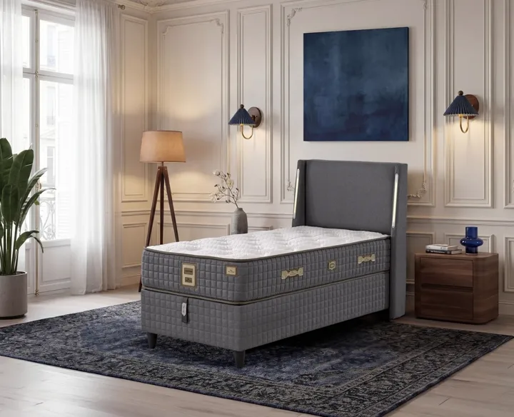 Ikon 90x200 Single Mattress, Divan Base, Headboard Set EY3010