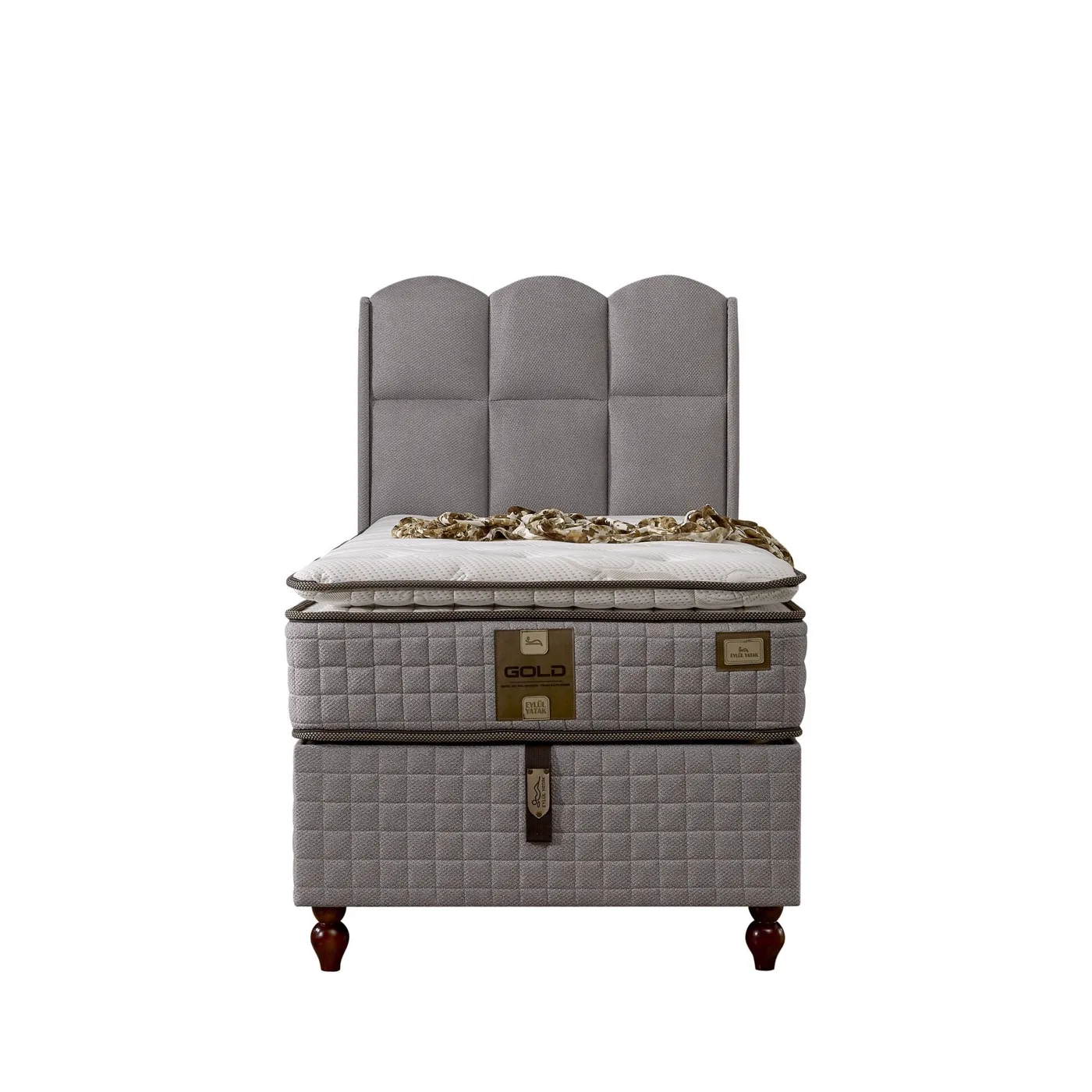 Retro 90x190 Single Mattress, Divan Base, Headboard Set EY3004