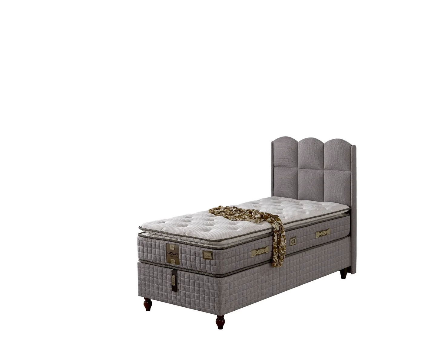 Retro 90x190 Single Mattress, Divan Base, Headboard Set EY3004