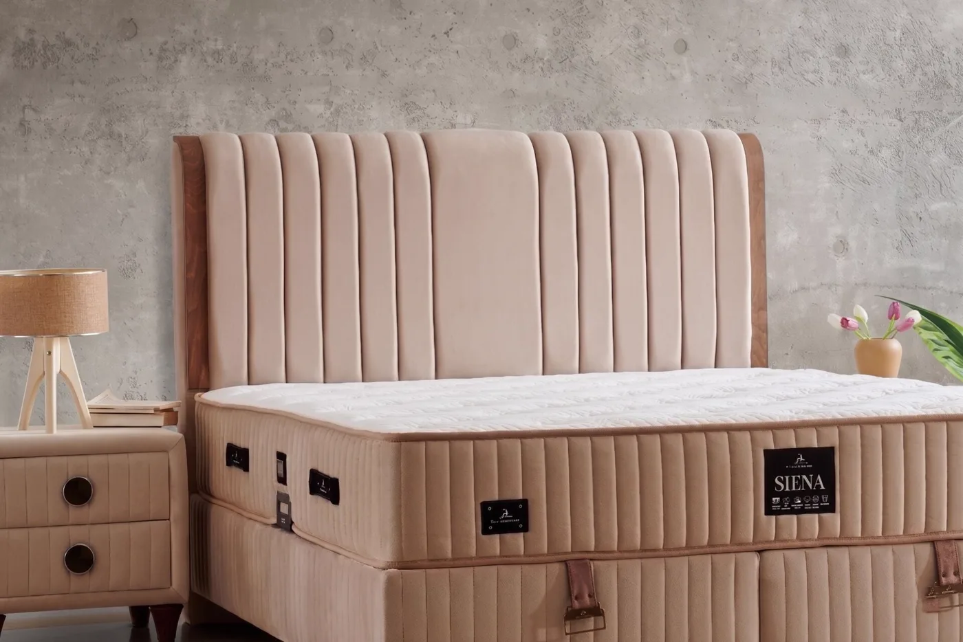 Siena 140x200 Double Divan Base, Headboard Set CP1435
