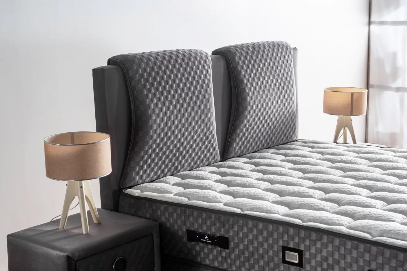 Grey Sleep 160x200 Double Divan Base and Headboard Set CP1428
