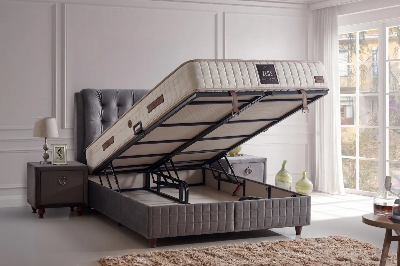 Zeus 200x200 Double Divan Base and Headboard Set CP1427