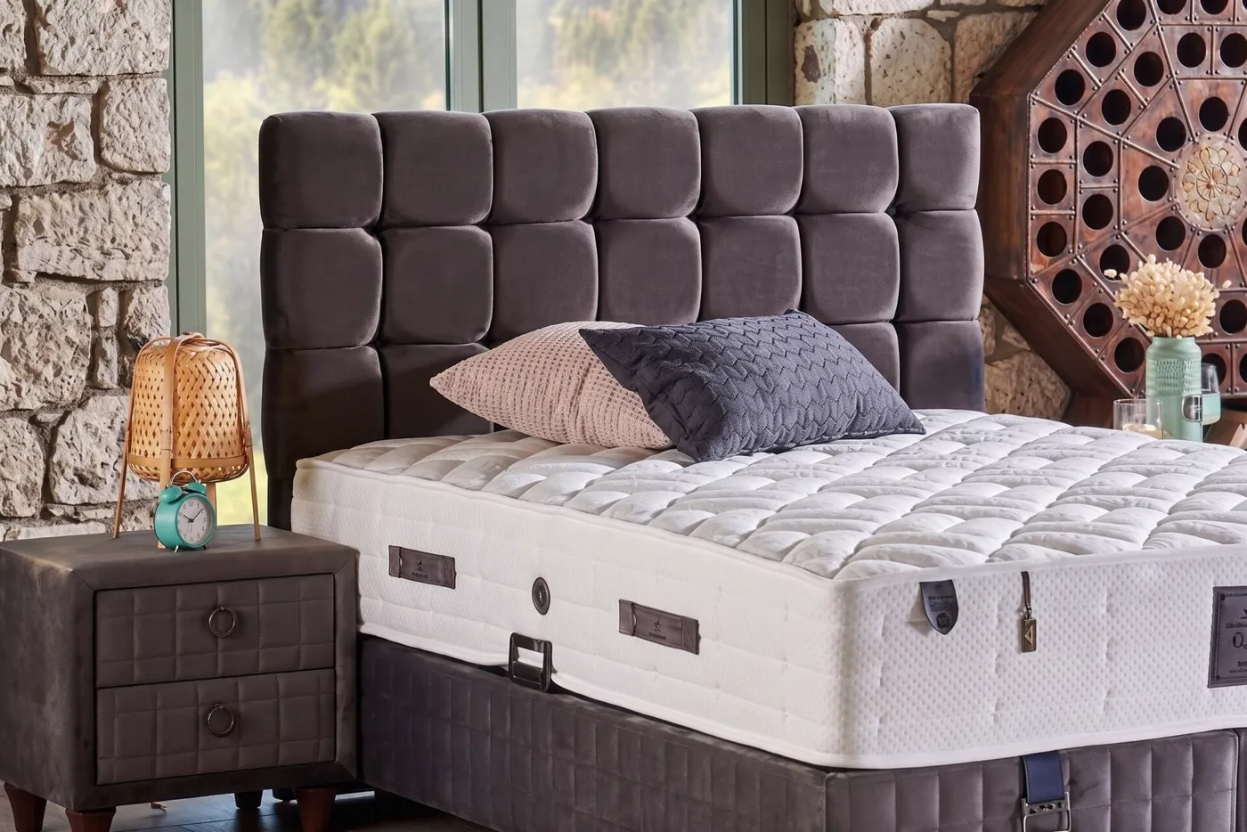 Perra 160x200 Double Divan Base, Headboard Set CP1425