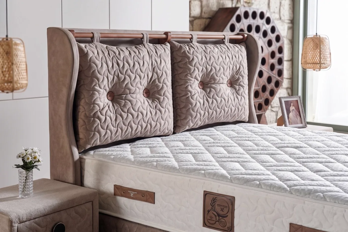 Set base letto matrimoniale Comfort Life 180x200, testiera CP1423