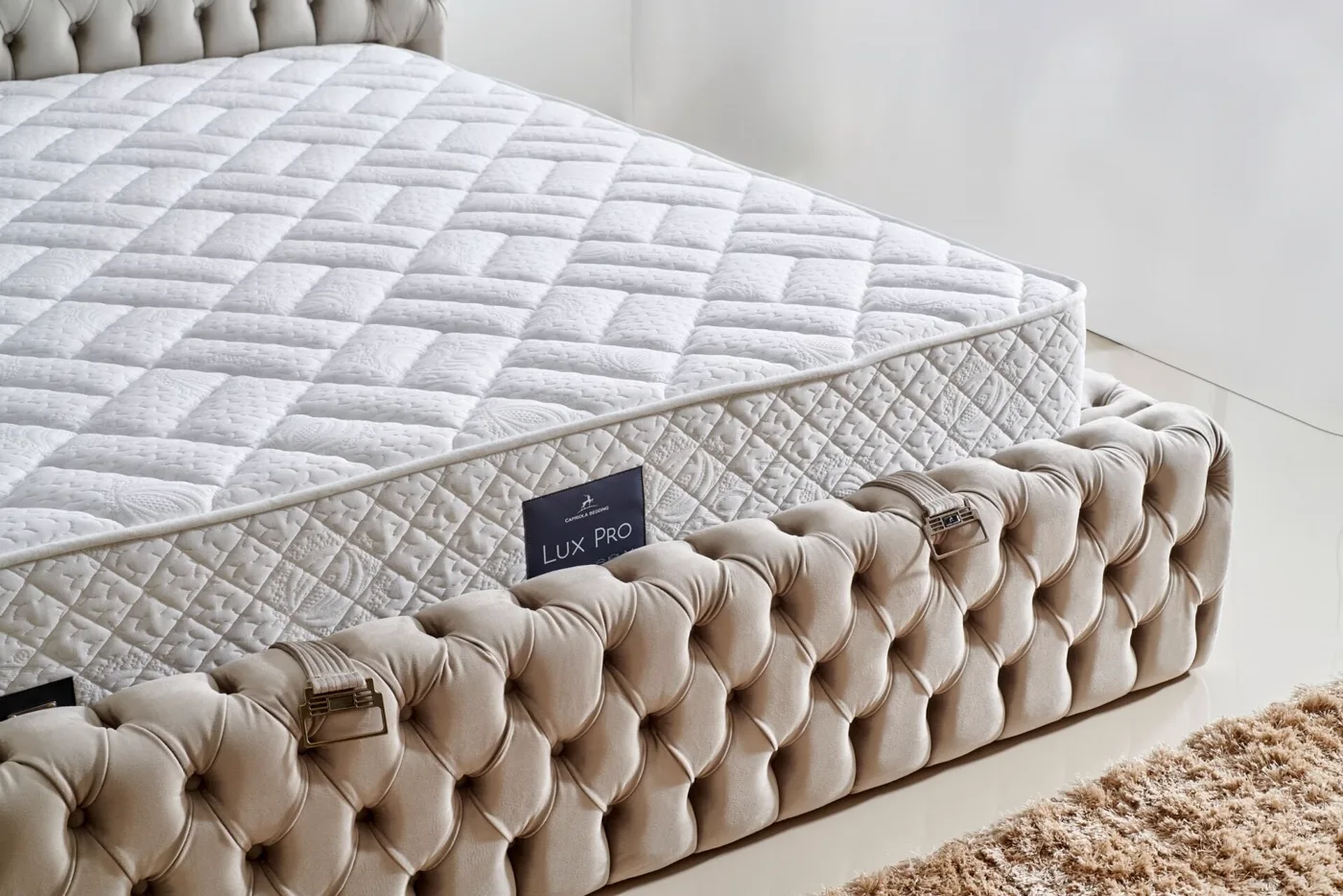 Somineli Lux 150x200 Double Mattress, Divan Base, Headboard Set CP1005