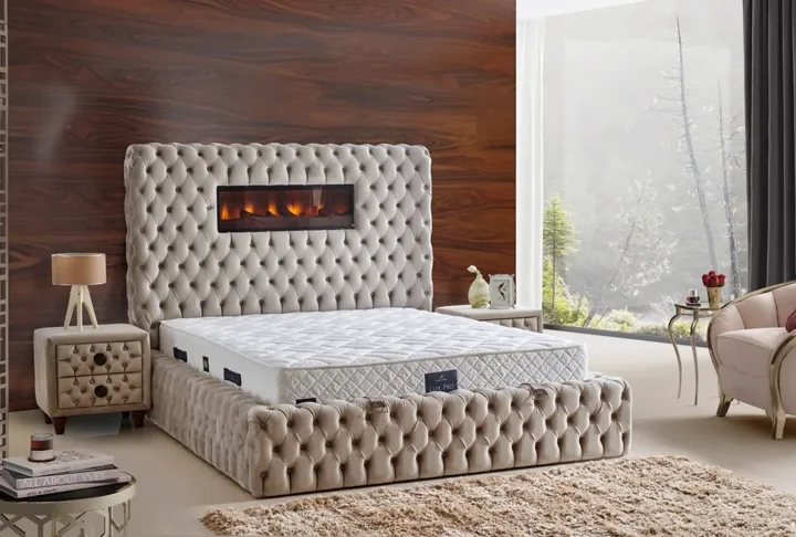 Somineli Lux 140x200 Double Mattress, Divan Base, Headboard Set CP1005