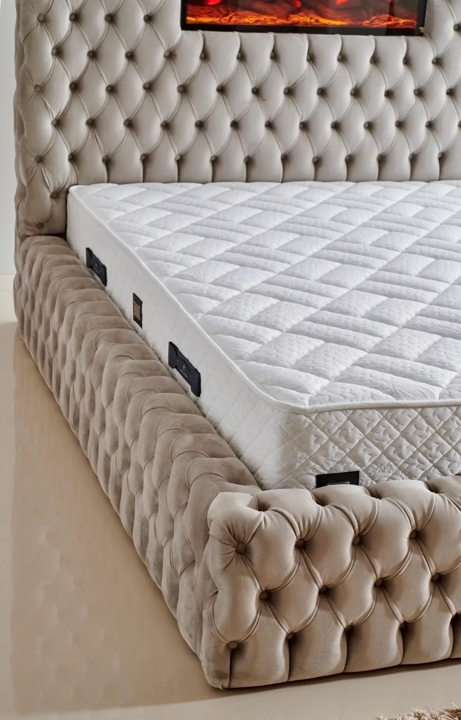 Somineli Lux 140x200 Double Mattress, Divan Base, Headboard Set CP1005