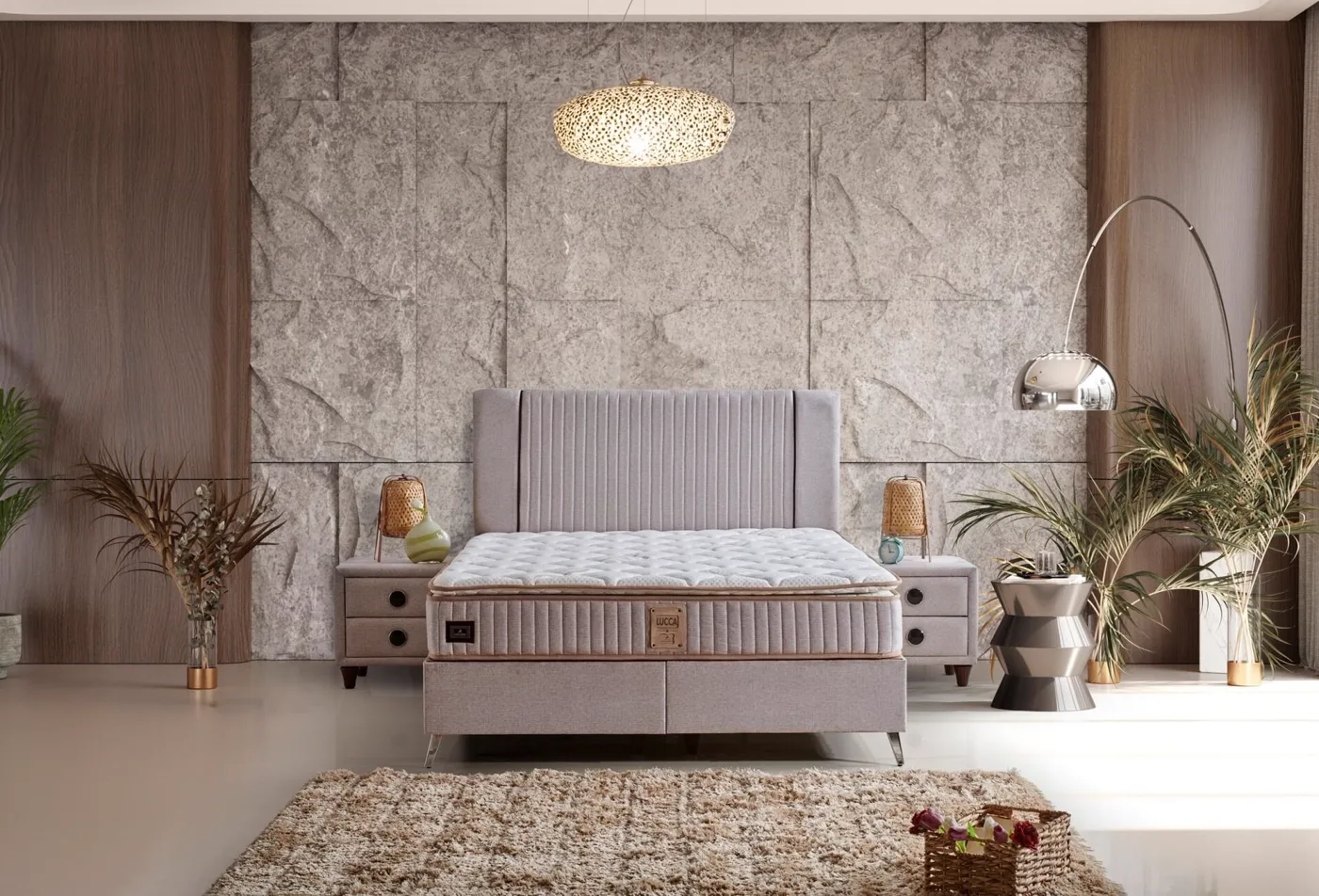 Lucca Without Storage 200x200 Double Mattress, Divan Base, Headboard Set CP1039