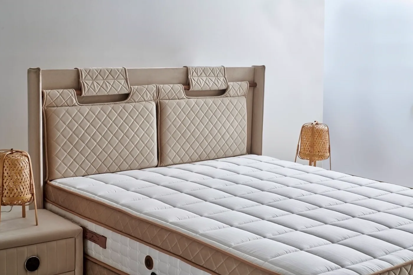 Fisfis Plus 160x200 Double Mattress, Divan Base, Headboard Set CP1030