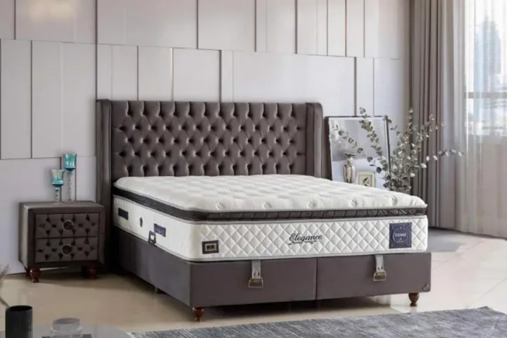 Elegance Padded 90x190 Single Mattress, Divan Base, Headboard Set CP1019