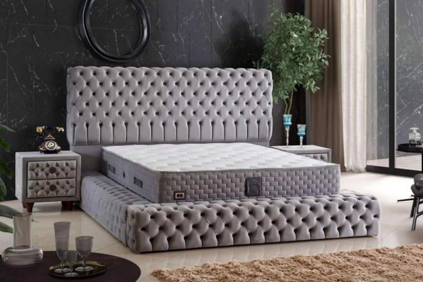 Carol Plus 160x200 Çift Kişilik Yatak, Baza, Başlık Seti CP1007