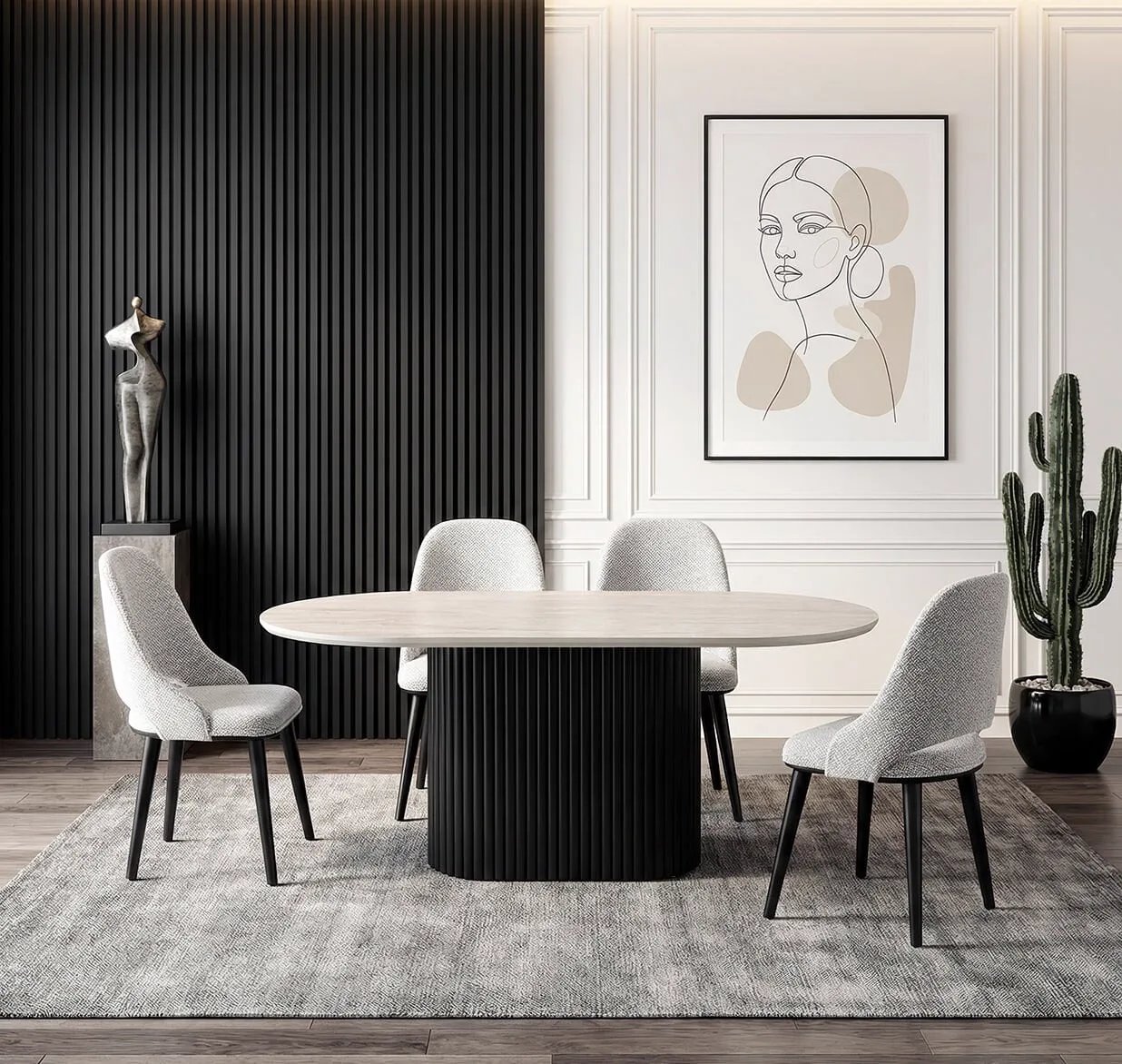 Can Travertine Table & Ada Chair Set HDR1404