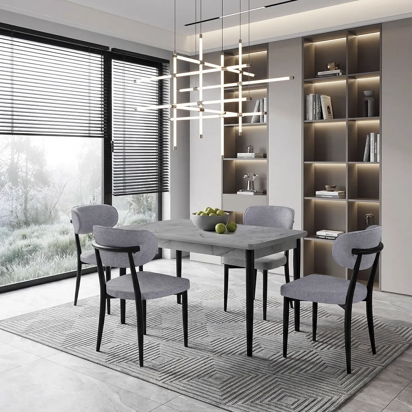Mix Grey Table & Elma Chair Set HDR1439
