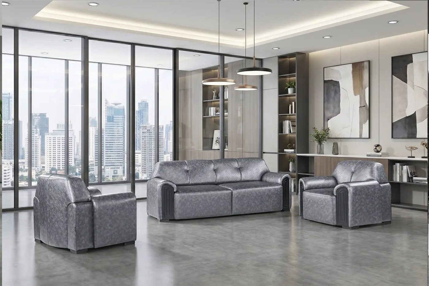 Boss Grey Office Sofa Set FSM1407