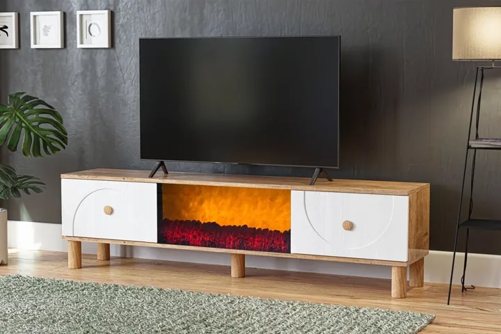 Vintage Fireplace TV Stand Atlantic Pine - White TN0562