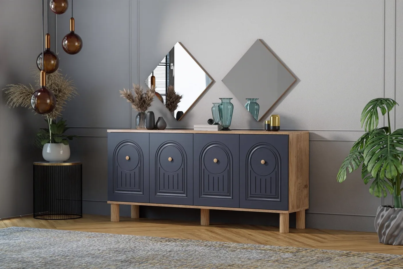 Bohemian Console, Atlantic Pine - Anthracite TN0539