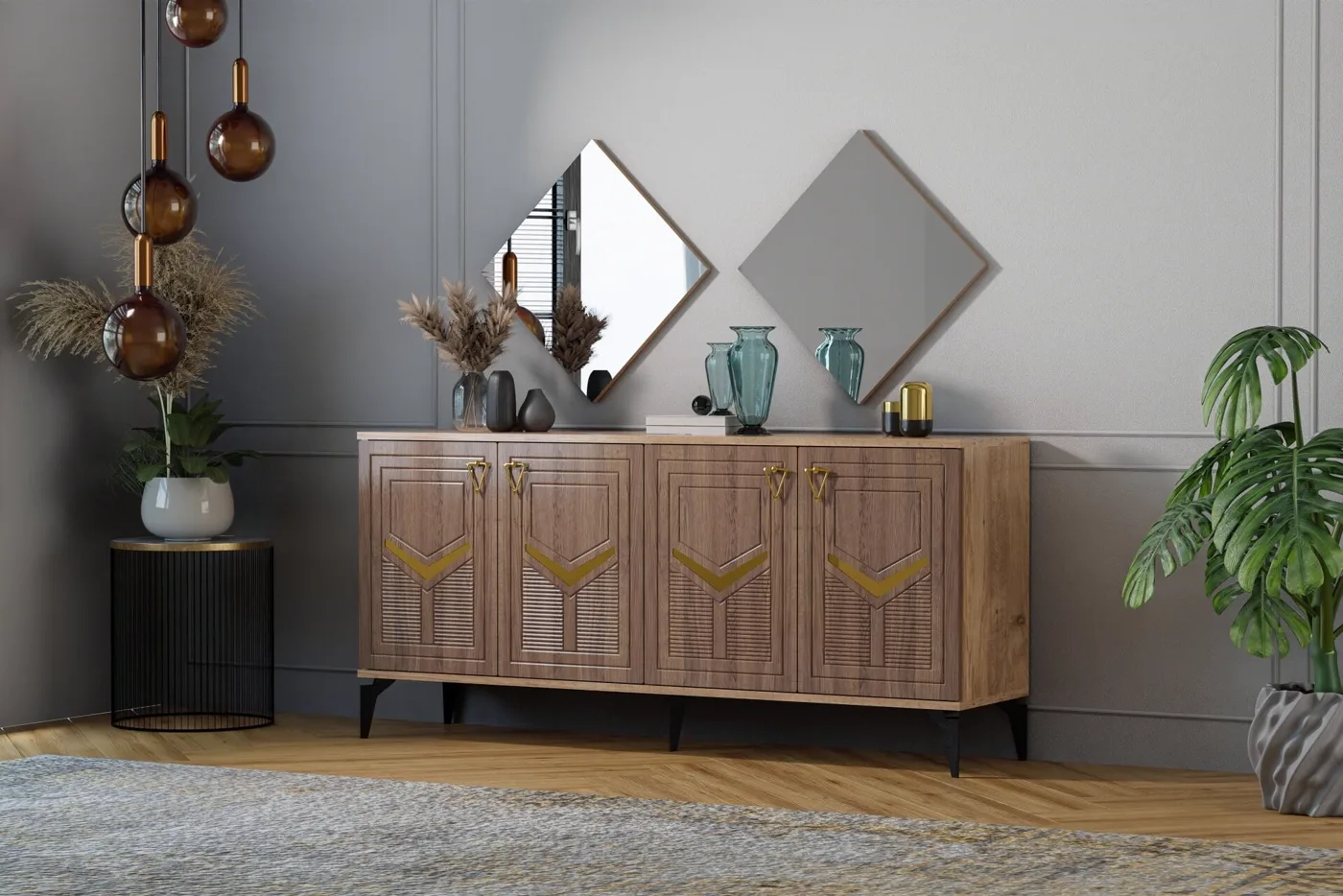 Elmas Console, Atlantic Pine - Walnut TN0533
