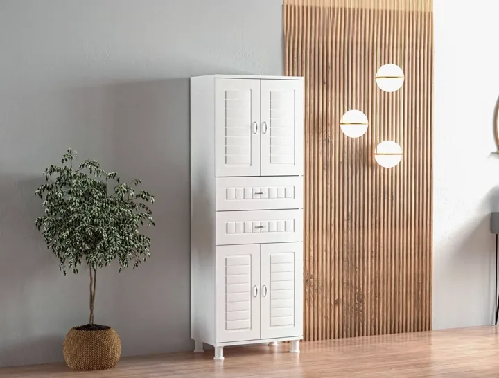 Double Drawer White Bathroom Cabinet TN0508