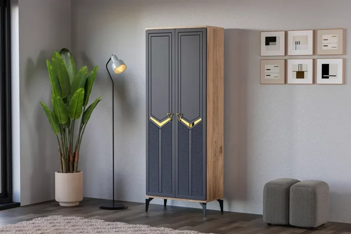 Elmas Atlantic Pine - Anthracite Multi-purpose Cabinet TN0486