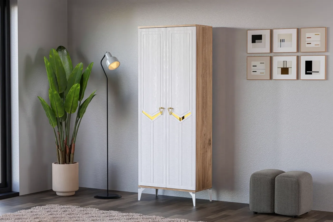 Elmas Atlantic Pine - White Multi-purpose Cabinet TN0485