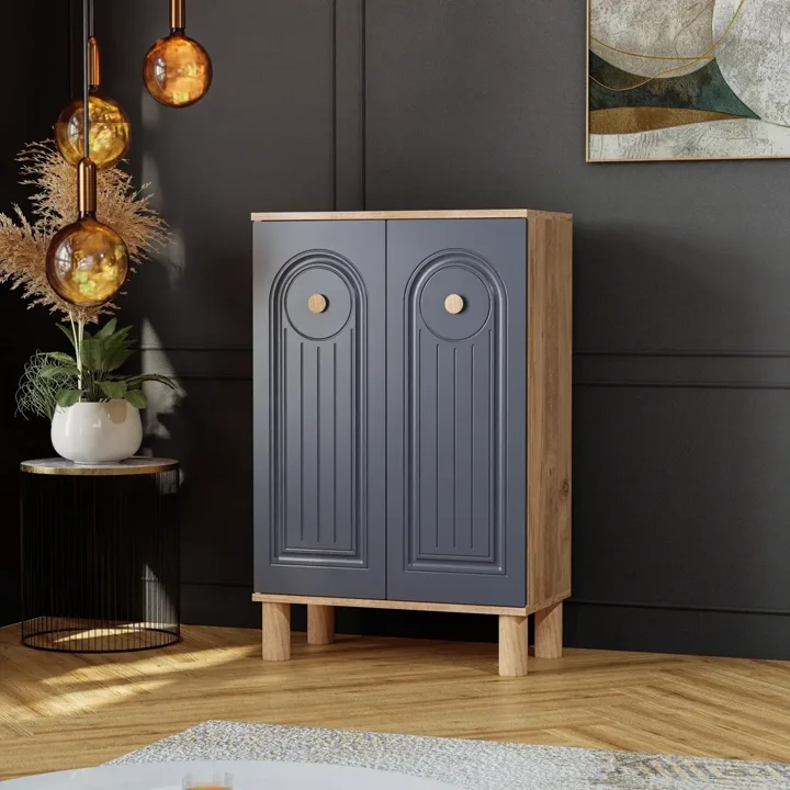 Bohem Atlantic Pine - Anthracite Shoe Cabinet with 2 Doors TN0478
