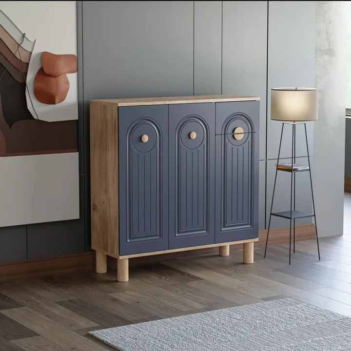 Bohem Atlantic Pine - Anthracite Shoe Cabinet with 3 Doors TN0469