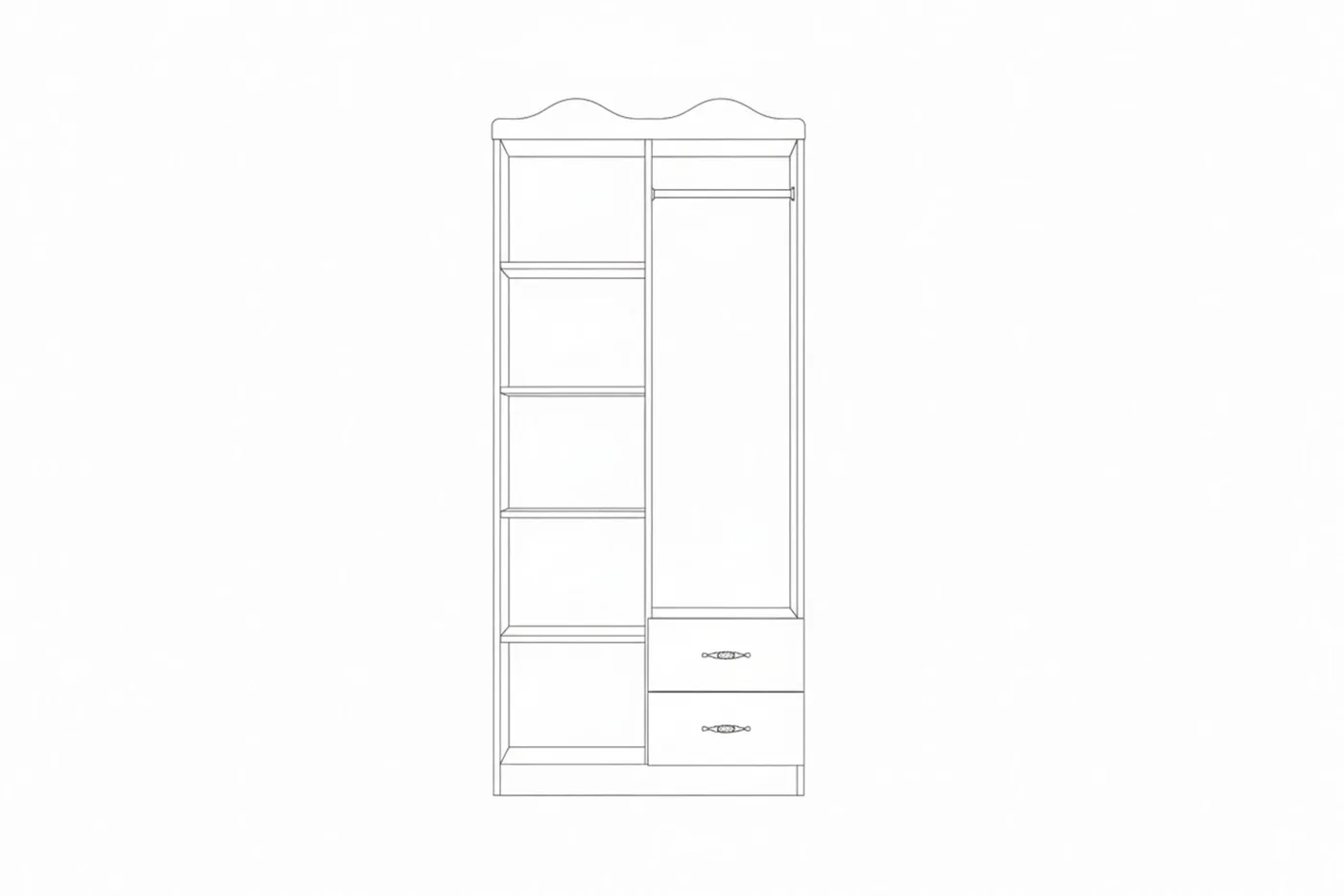 Crown-top 2-Door Wardrobe - Atlantic Pine TN0442