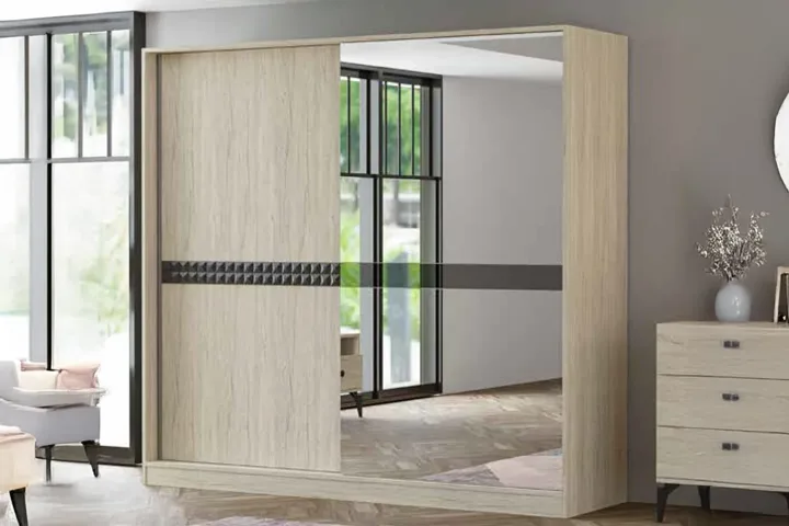 Can Large Sliding Door Wardrobe - Travertine TN0446A