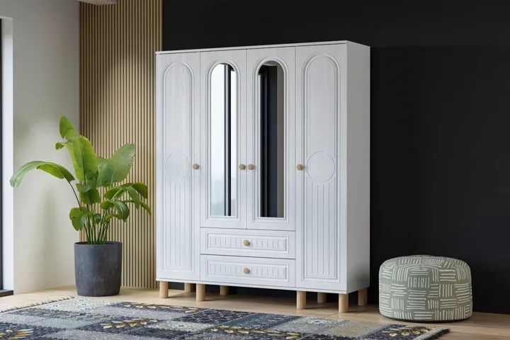 Bohem 4-Door Wardrobe - White TN0432